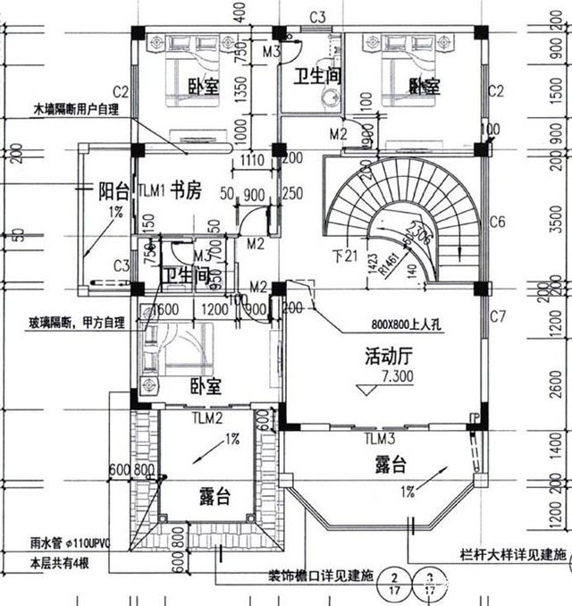 农村复式三层建筑设计图纸 农村复式三层建筑设计图纸
