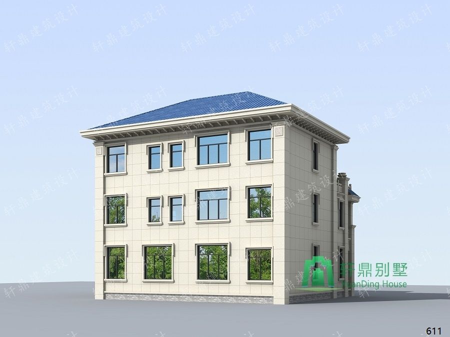 农村三层带车库自建别墅设计图背面效果图.jpg 农村三层带车库自建别墅设计图背面效果图.jpg