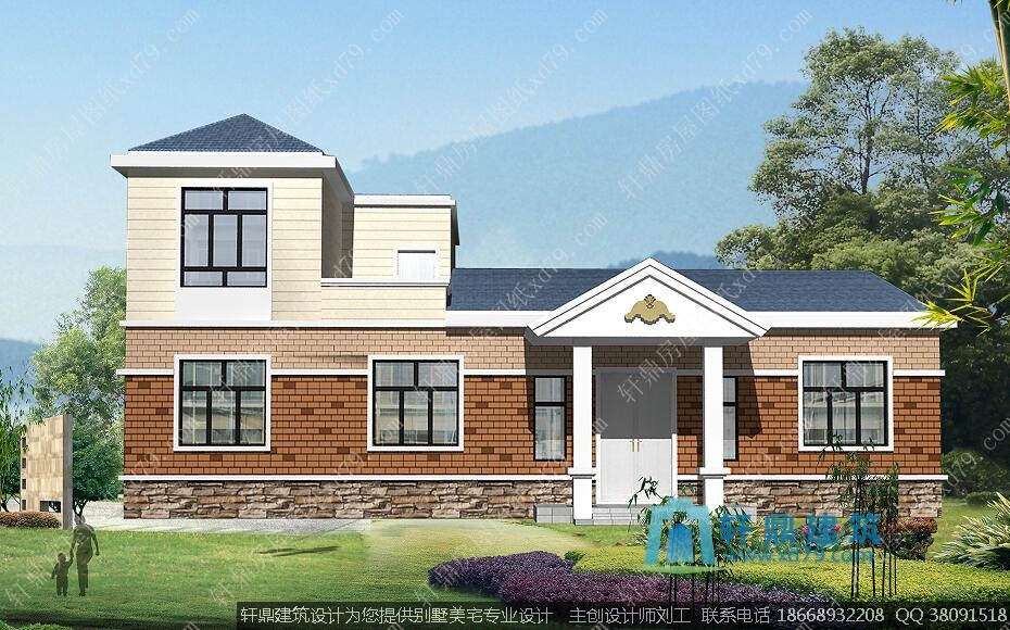 一层半农村自建房设计施工图纸_效果图1