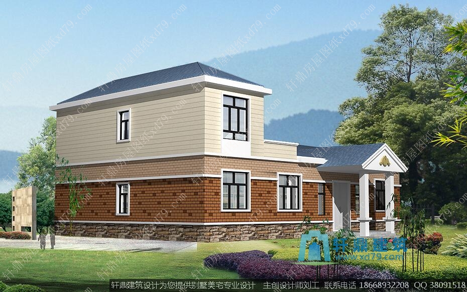 一层半农村自建房设计施工图纸_效果图2