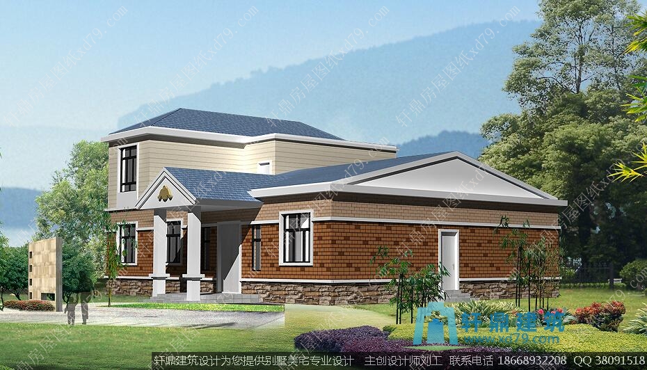 一层半农村自建房设计施工图纸_效果图3