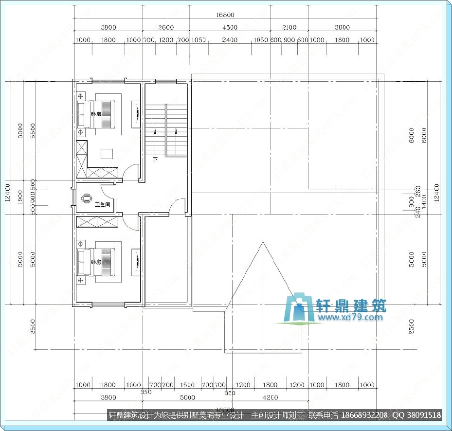 一层半建房设计图_二层平面图