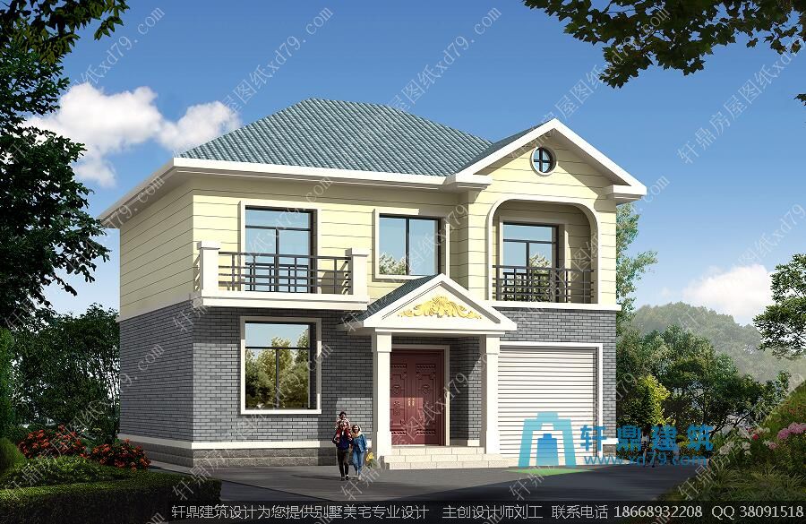 带车库二层小别墅外观图1