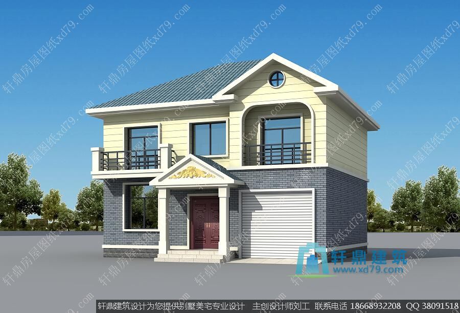 带车库二层小别墅外观图2