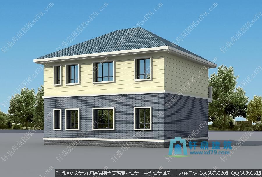 带车库二层小别墅外观图3