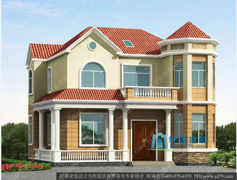 11.4x12.9米二层带阁楼农村小别墅_农村复式自建房别墅带地下车库施工图