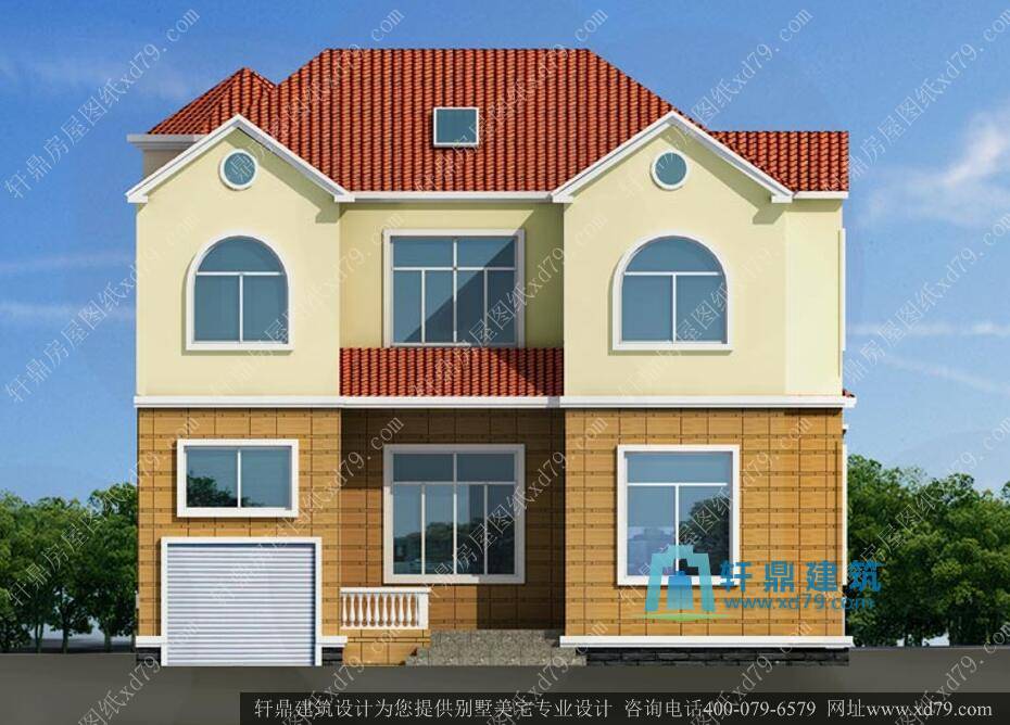 11.4x12.9米二层带阁楼农村小别墅_农村复式自建房别墅带地下车库施工图