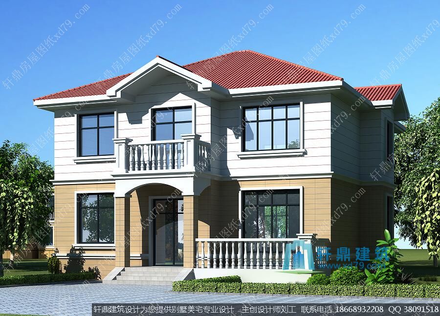 12x11米两层房屋设计图_效果图1