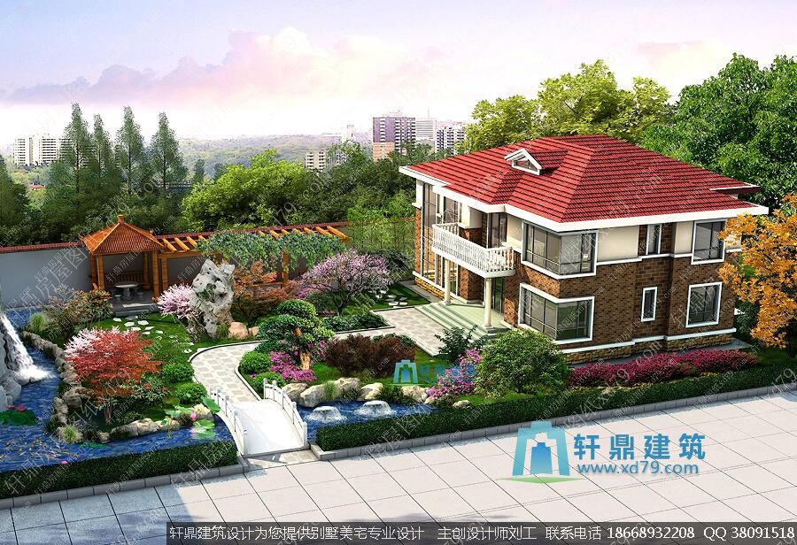 带庭院规划新款二层自建房_效果图