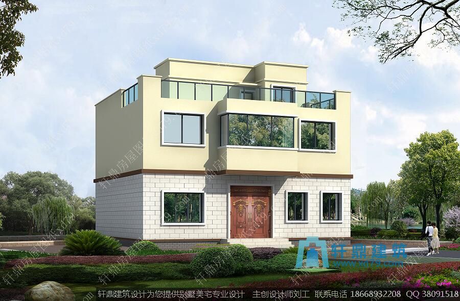 平屋面农村小别墅外观图1