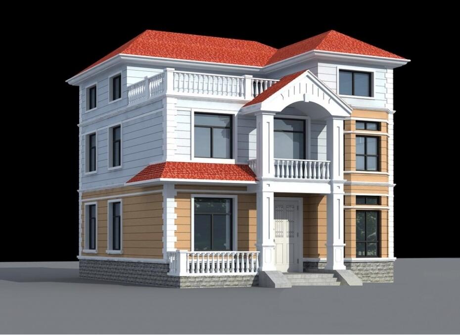 10.0x8.6米三层新农村房屋设计图_新款别墅设计图_自建房设计图_别墅效果图