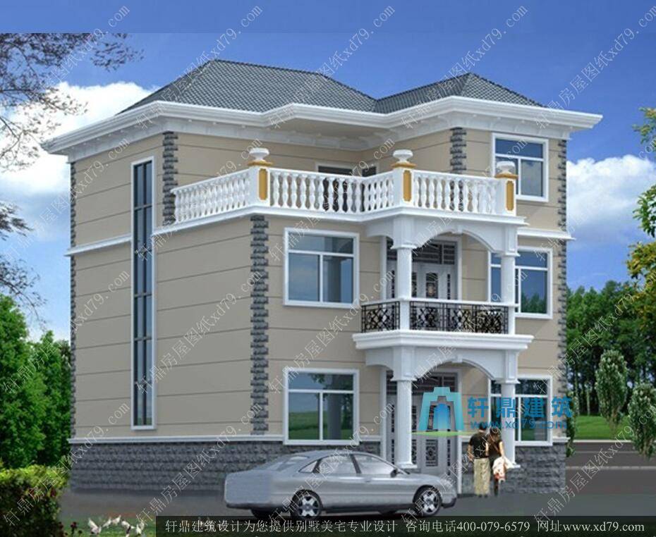 11x9.2米三层农村房屋设计图_实用农村房子设计图