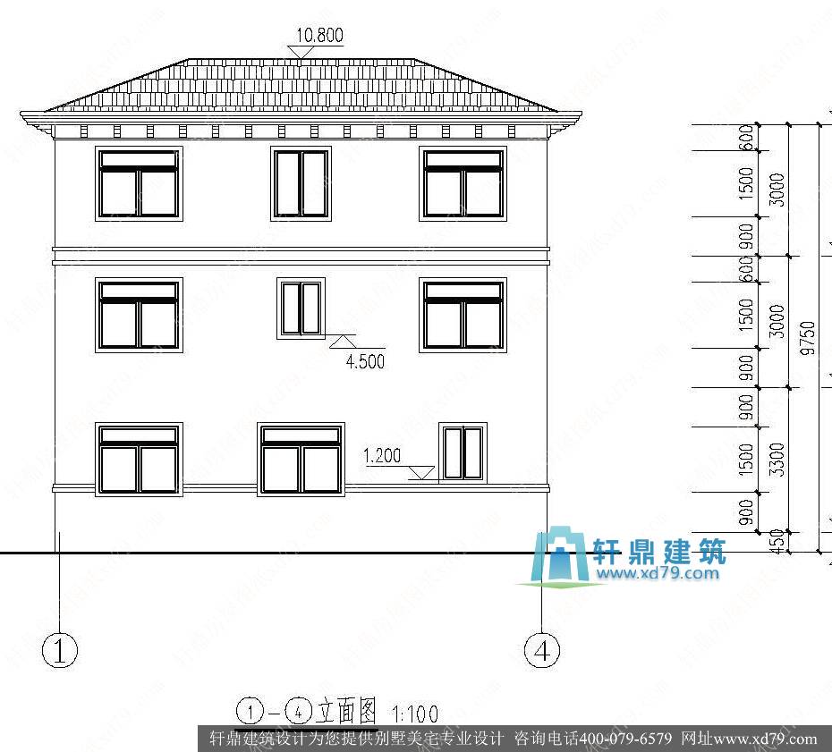 11x9.2米三层农村房屋设计图_实用农村房子设计图