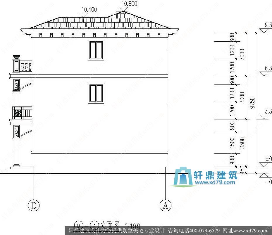 11x9.2米三层农村房屋设计图_实用农村房子设计图