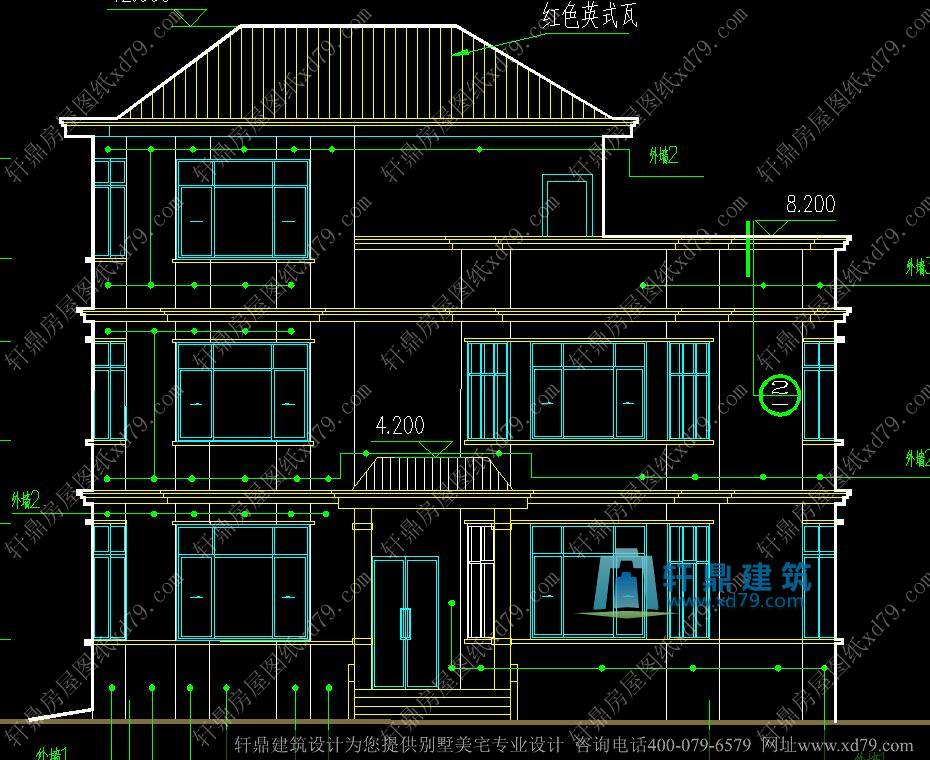 12X12.3米实用三层别墅设计图_复式客厅自建房设计图