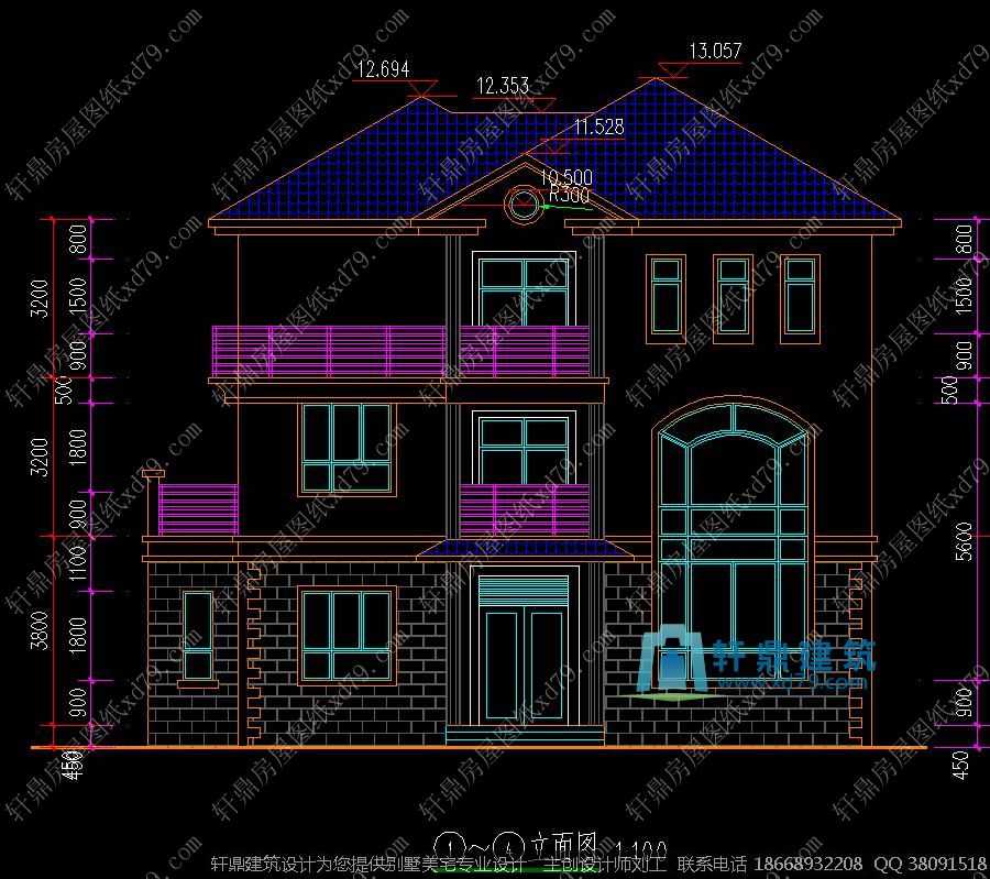 三层新农村自建房建设图_正面外观图