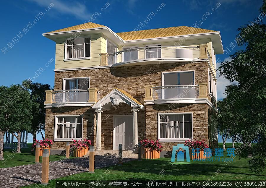 精致农村自建房别墅图纸正面效果图