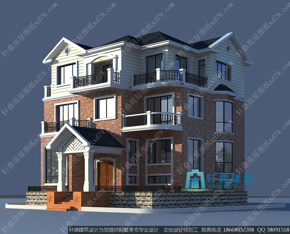 欧式自建房复式客厅大气设计图_效果图