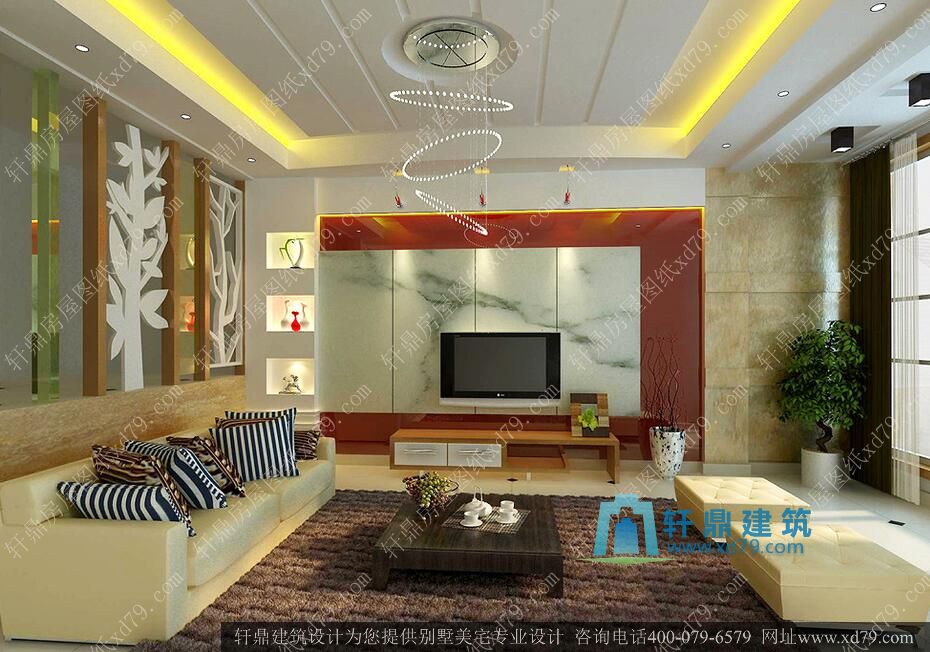 22.3x16.9超豪华三层带地下室别墅施工图_复式客厅带装修效果图自建别墅设计图_会客厅装修效果图