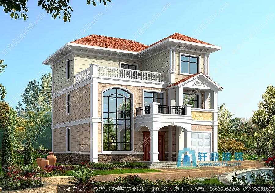 新颖三层农村小别墅效果图