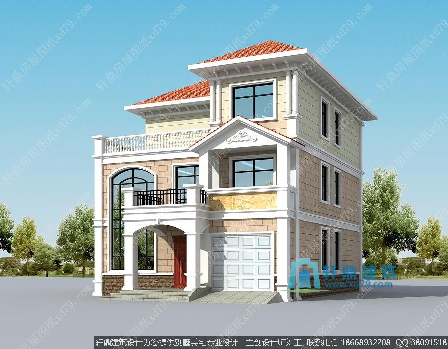 三层新颖实用农村小别墅效果图