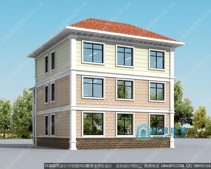 三层实用新颖农村别墅效果图