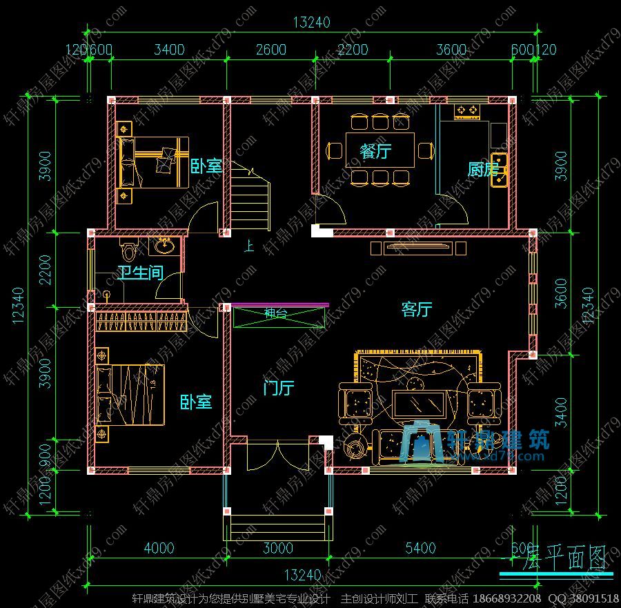 实用三层建房平面图1